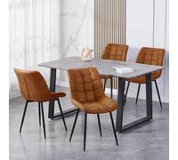 MCC Direct Set Of 2 Tan Suede Effect Dining Chairs Plush Padded Upholstered Accent Chair - Alba By Mcc