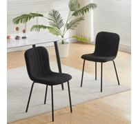 MCC Direct Set Of 2 Teddy Faux Fur Stitched Design Dining Chairs Black Bella By Mcc