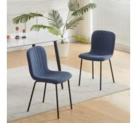 MCC Direct Set Of 2 Teddy Faux Fur Stitched Design Dining Chairs Blue Bella By Mcc