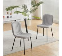 MCC Direct Set Of 2 Teddy Faux Fur Stitched Design Dining Chairs Light Grey Bella By Mcc