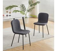 MCC Direct Set Of 2 Teddy Faux Fur Stitched Design Dining Chairs Set Of 2 Dark Grey Bella By Mcc