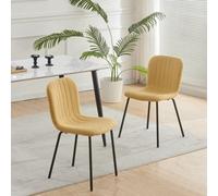 MCC Direct Set Of 2 Teddy Faux Fur Stitched Design Dining Chairs Yellow Bella By Mcc