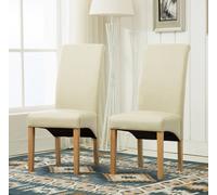 Set of 2 Cream Faux Leather High Back Dining Chair - MCC - Wilko