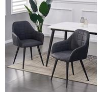 MCC Direct Set of 2 Velvet Dining Chairs Padded Upholstered Accent Chair Adrian in Black MCC Direct Black