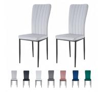MCC Direct Set of 2 Velvet Dining Chairs Padded Upholstered Accent Chair Elle in Light Grey MCC Direct Light Grey