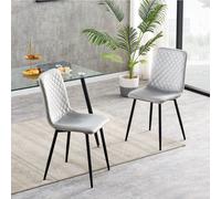 MCC Direct Set of 2 Velvet Fabric Upholstered Dining Chairs Lexi in Light Grey MCC Direct Light Grey