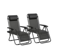 MCC Direct Set of 2 Zero Gravity Garden Recliner Chairs Outdoor Sun Lounger in Black MCC Direct Black