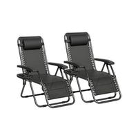 MCC Direct Set Of 2 Zero Gravity Reclining Garden Chair Sun Lounger Recliner Textilene