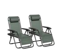 MCC Direct Set Of 2 Zero Gravity Reclining Garden Chair Sun Lounger Recliner Textilene