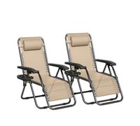 MCC Direct Set Of 2 Zero Gravity Reclining Garden Chair Sun Lounger Recliner Textilene