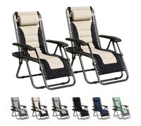 MCC Direct Set Of 2 Zero Gravity Reclining Padded Garden Chair Sun Lounger Recliner Oxford