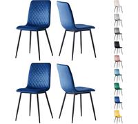mcc direct Set of 4 Designer Velvet Fabric Dining Chairs Metal Legs Lexi BLUE