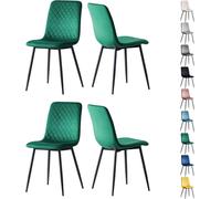 mcc direct Set of 4 Designer Velvet Fabric Dining Chairs Metal Legs Lexi Chairs (Green)