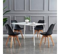 MCC Direct Set Of 4 Dining Chairs With Solid Wooden Legs And Seat Cushion Pads In Black - Eva By Mcc