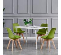 MCC Direct Set Of 4 Dining Chairs With Solid Wooden Legs And Seat Cushion Pads In Green - Eva By Mcc