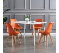 MCC Direct Set Of 4 Dining Chairs With Solid Wooden Legs And Seat Cushion Pads In Orange - Eva By Mcc