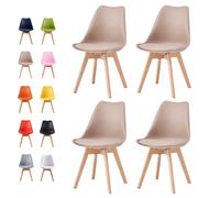 MCC Direct Set of 4 Dining Chairs Wooden Legs & Padded Seat Cushions Eva in Brown MCC Direct Brown