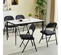 Mcc Direct Set Of 4 Folding Dining Chairs Metal Frame Padded Seats Black