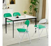 MCC Set Of 4 Padded Folding Metal Frame Dining Chairs Green