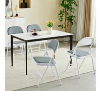 Mcc Direct Set Of 4 Folding Dining Chairs Metal Frame Padded Seats Grey