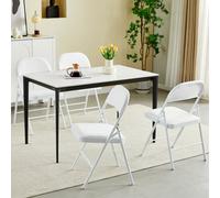 Mcc Direct Set Of 4 Folding Dining Chairs Metal Frame Padded Seats White