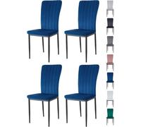 Set of 4 High back Dining Chairs Velvet FabricKitchen/Dining Seating - Elle By MCC MCC Direct Blue One Size