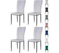 MCC Direct Set of 4 High back Dining Chairs Velvet FabricKitchen/Dining Seating - Elle By MCC in Light Grey MCC Direct Light Grey