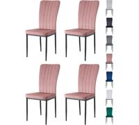 MCC Direct Set of 4 High back Dining Chairs Velvet FabricKitchen/Dining Seating - Elle By MCC in Pink MCC Direct Pink
