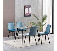 mcc direct Set of 4 Designer Velvet Fabric Dining Chairs Metal Legs Lexi Chairs (Light Blue)