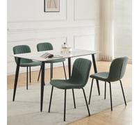 MCC Direct Set Of 4 Teddy Faux Fur Stitched Design Dining Chairs Green Bella By Mcc