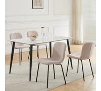MCC Direct Bella Luxe Set of 4 Teddy Faux Fur Dining Chairs in Baby Pink MCC Direct Baby Pink