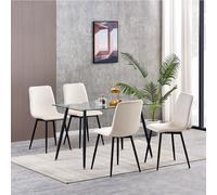 MCC Direct Set of 4 Velvet Fabric Upholstered Dining Chairs Lexi in Beige MCC Direct Beige