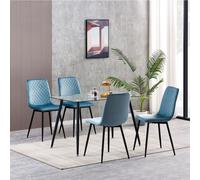 MCC Direct Set of 4 Velvet Fabric Upholstered Dining Chairs Lexi in Light Blue MCC Direct Light Blue