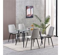 MCC Direct Set of 4 Velvet Fabric Upholstered Dining Chairs Lexi in Light Grey MCC Direct Light Grey