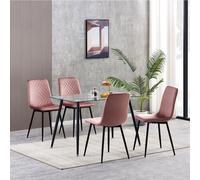 MCC Direct Set of 4 Velvet Fabric Upholstered Dining Chairs Lexi in Pink MCC Direct Pink