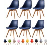 Eva Set of 6 Blue Padded Dining Chairs - MCC - Wilko