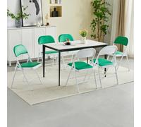 Mcc Direct Set Of 6 Folding Dining Chairs With Metal Frame And Padded Seats Green