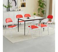 Mcc Direct Set Of 6 Folding Dining Chairs With Metal Frame And Padded Seats Red