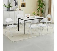Set of 6 Folding Dining Chairs with Metal Frame and Padded Seats MCC Direct White One Size