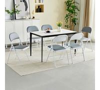 MCC Direct Set of 6 Folding Dining Chairs with Metal Frame & Padded Seats in Grey MCC Direct Grey