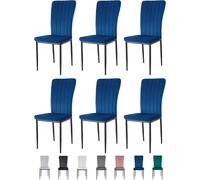 MCC Direct Set of 6 High back Dining Chairs Velvet FabricKitchen/Dining Seating - Elle By MCC in Blue MCC Direct Blue