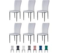 MCC Direct Set of 6 High back Dining Chairs Velvet FabricKitchen/Dining Seating - Elle By MCC in Light Grey MCC Direct Light Grey