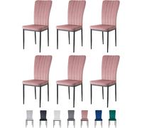 MCC Direct Set of 6 High back Dining Chairs Velvet FabricKitchen/Dining Seating - Elle By MCC in Pink MCC Direct Pink