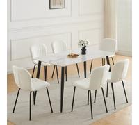 MCC Direct Set Of 6 Teddy Faux Fur Stitched Design Dining Chairs Beige Bella By Mcc