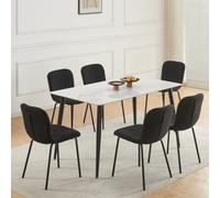 MCC Direct Set Of 6 Teddy Faux Fur Stitched Design Dining Chairs Black Bella By Mcc