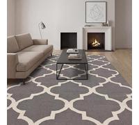 MCC Direct Short Pile Rectangular Diamond Pattern Rug 80X150Cm Grey