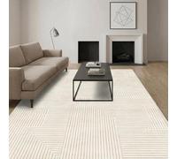 MCC Direct Short Pile Rectangular Lined Pattern Rug 80X150Cm Cream