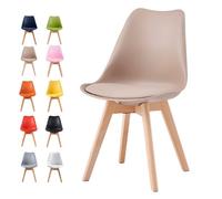 mcc direct Dining Chairs Wooden Legs Soft Cushion Pad Stylish DELUXE Retro Lounge Dining Office EVA (Brown)
