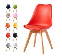 MCC Direct Single Dining Chair With Solid Wooden Legs And Seat Cushion Pad Red - Eva By Mcc