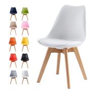 MCC Direct Single Dining Chair With Solid Wooden Legs And Seat Cushion Pad White- Eva By Mcc